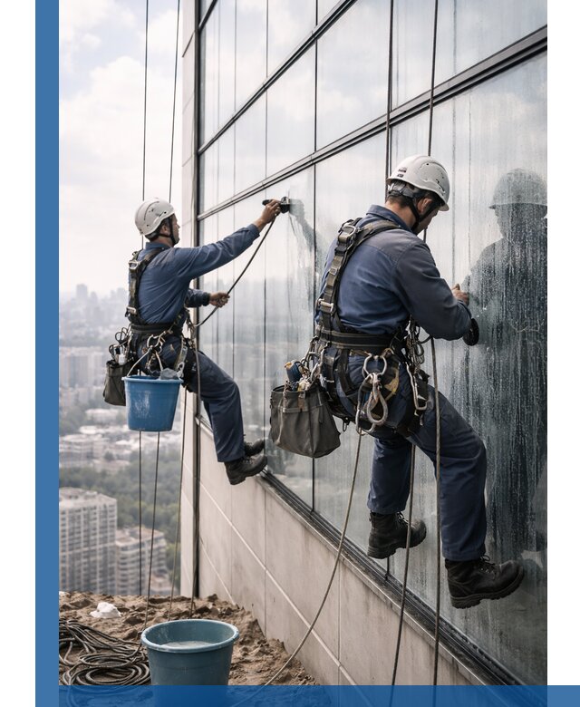 Профессиональная мойка фасадных окон альпинистами в Красном Сулине