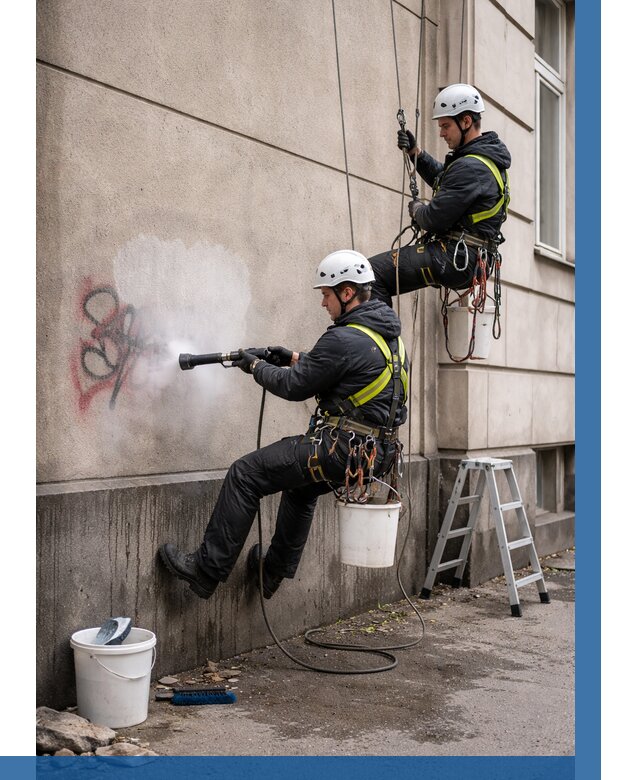 Удаление граффити с фасада в Красном Сулине от 4593 р. | ВЫСОТНИК-Крл