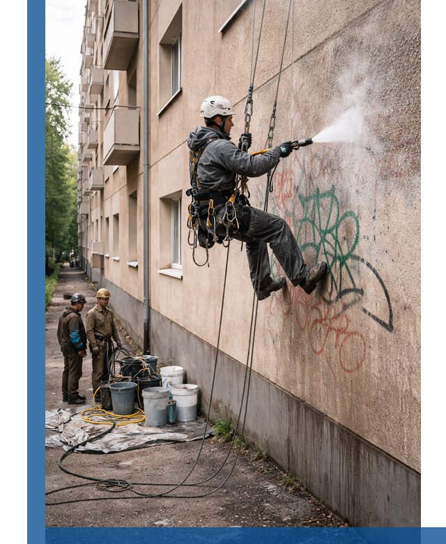 Удаление граффити с фасада в Красном Сулине без следов и повреждений