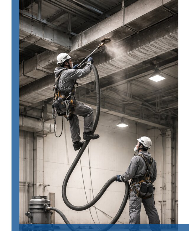 Обеспыливание потолочных конструкций в Красном Сулине промышленным альпинизмом