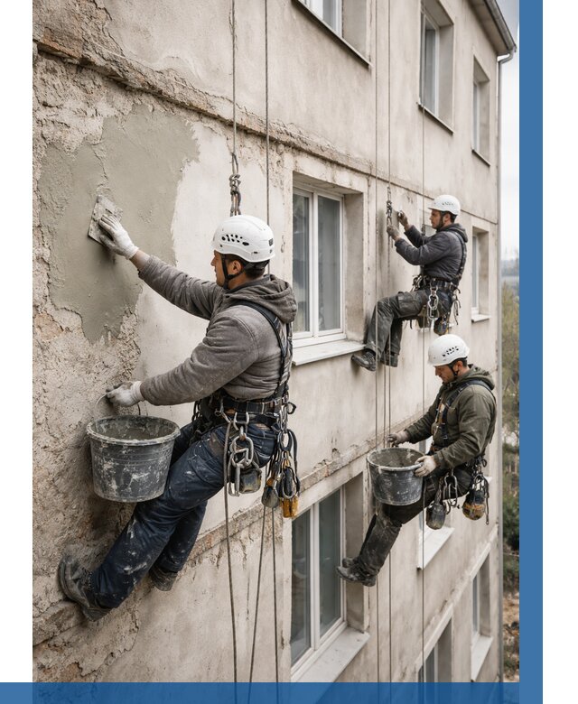 Ремонт штукатурного фасада в Красном Сулине от 765 р. под ключ | ВЫСОТНИК-Крл