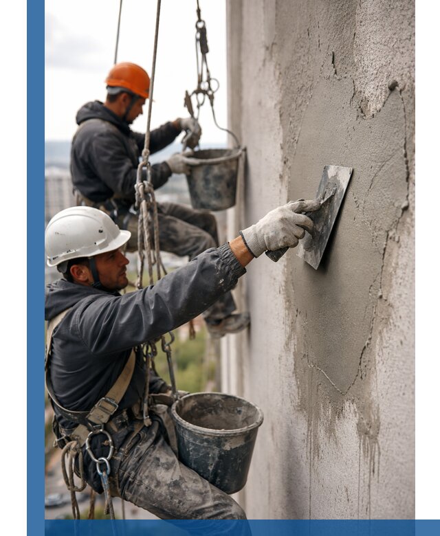 Штукатурка фасада на высоте в Красном Сулине профессиональные работы