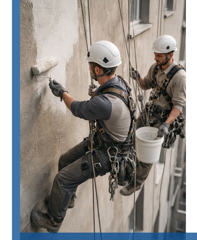 Грунтовка фасада на высоте в Красном Сулине промышленными альпинистами