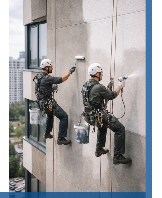 Покраска фасада альпинистами в Красном Сулине от 306 р. | ВЫСОТНИК-Крл