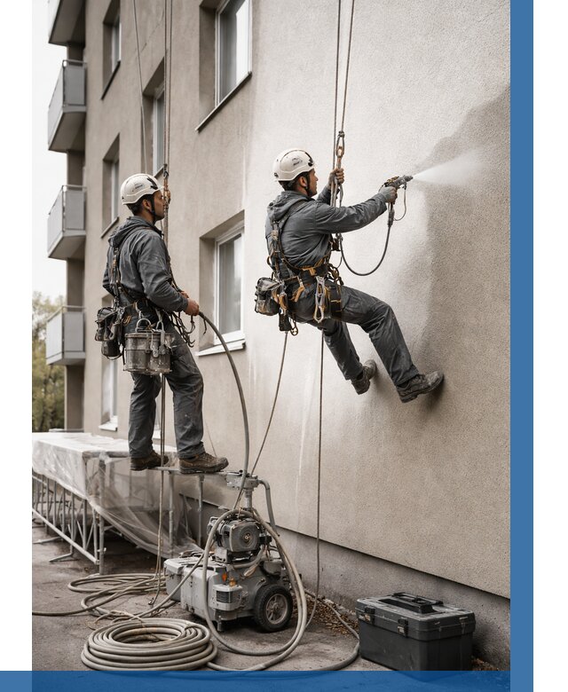 Безвоздушная покраска фасада в Красном Сулине от 225 р/м² | ВЫСОТНИК-Крл