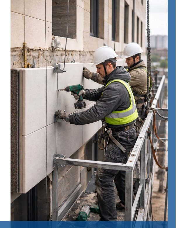 Монтаж фасадных термопанелей в Красном Сулине от 1531 р. | ВЫСОТНИК-Крл