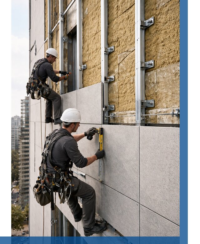 Монтаж вентилируемого фасада в Красном Сулине от 3572 р. | ВЫСОТНИК-Крл