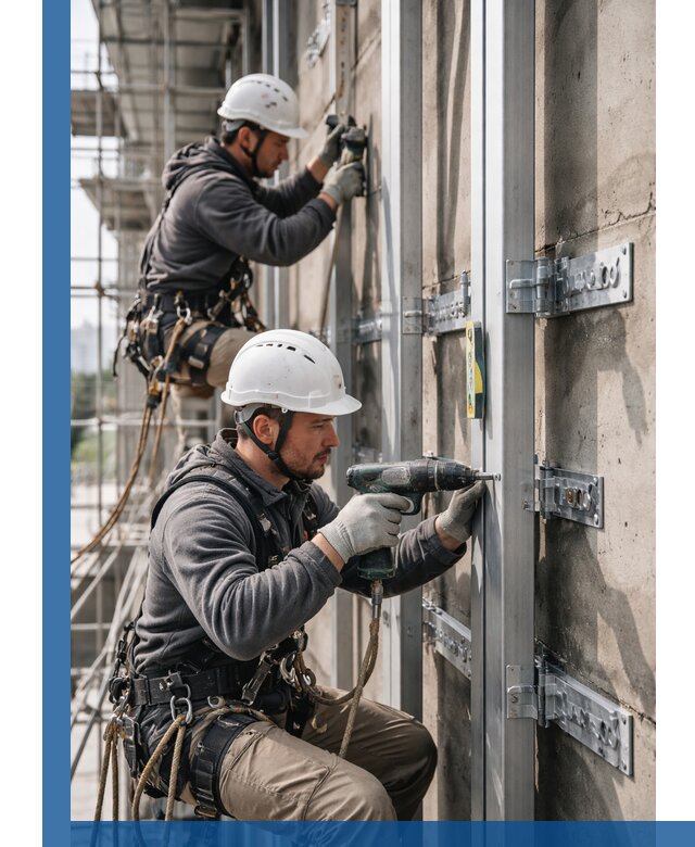 Монтаж и крепление подсистемы вентфасада в Красном Сулине