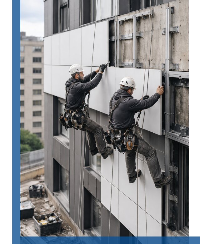 Монтаж композитных панелей фасада в Красном Сулине под ключ