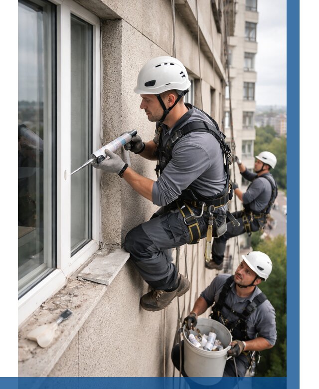 Герметизация оконных швов снаружи в Красном Сулине от 1531 р. | ВЫСОТНИК-Крл