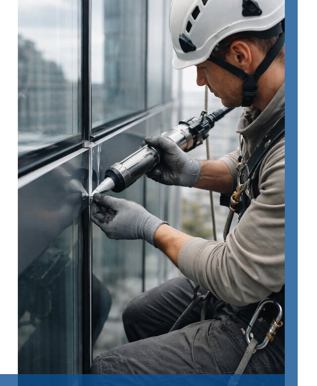 Герметизация стыков витража в Красном Сулине от 1225 р. | ВЫСОТНИК-Крл