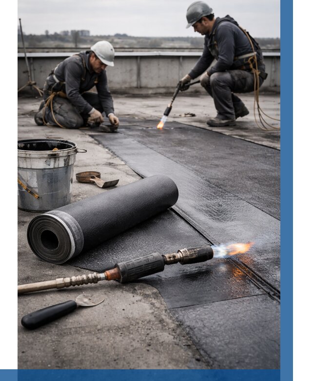 Ремонт рулонной кровли в Красном Сулине от 663 р. | ВЫСОТНИК-Крл