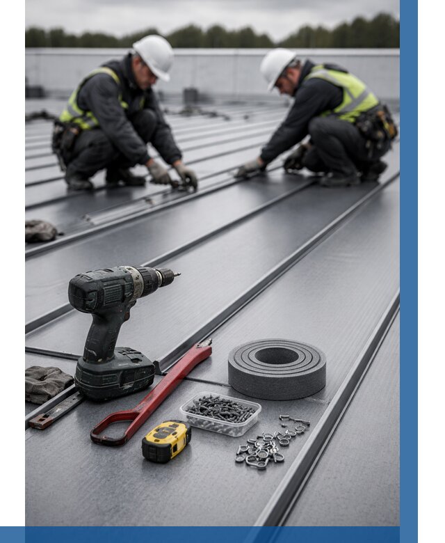 Монтаж фальцевой кровли в Красном Сулине от 1837 р. | ВЫСОТНИК-Крл