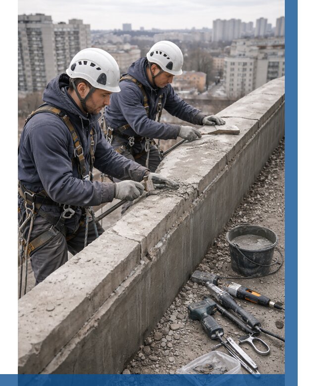 Ремонт парапета на кровле в Красном Сулине от 1531 р. | ВЫСОТНИК-Крл