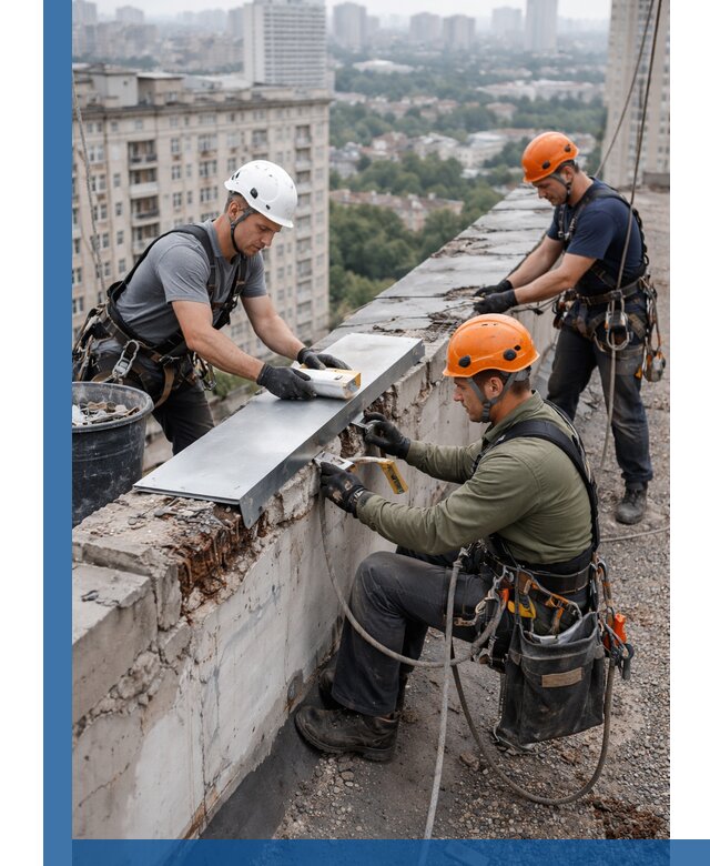 Ремонт парапета на кровле в Красном Сулине, высотные работы с гарантией