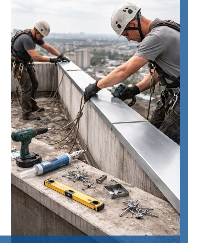 Монтаж парапетных крышек в Красном Сулине от 816 р. | ВЫСОТНИК-Крл