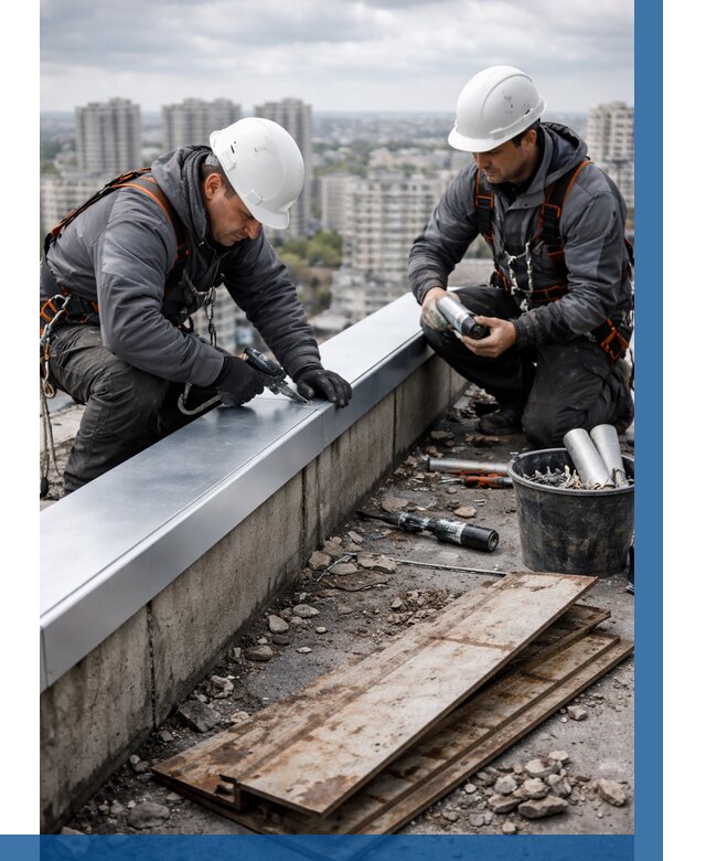 Замена парапетных крышек под ключ в Красном Сулине от 1225 р. | ВЫСОТНИК-Крл