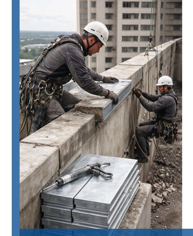 Замена парапетных крышек и установка новых в Красном Сулине