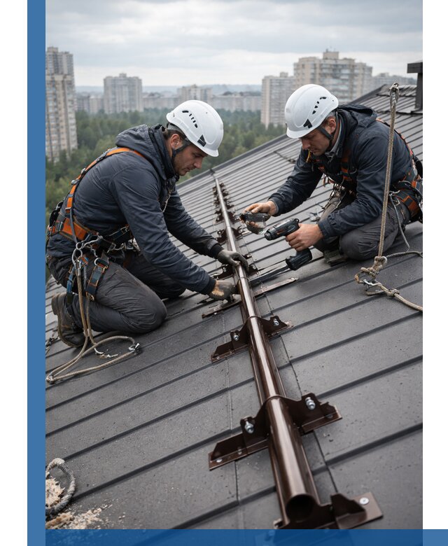 Монтаж снегозадержателей на кровле зданий в Красном Сулине под ключ