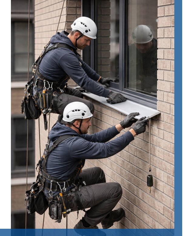 Монтаж оконных отливов под ключ в Красном Сулине от 3572 р. | ВЫСОТНИК-Крл