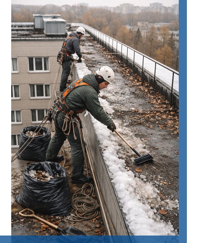 Очистка кровли по периметру в Красном Сулине от 561 р. | ВЫСОТНИК-Крл