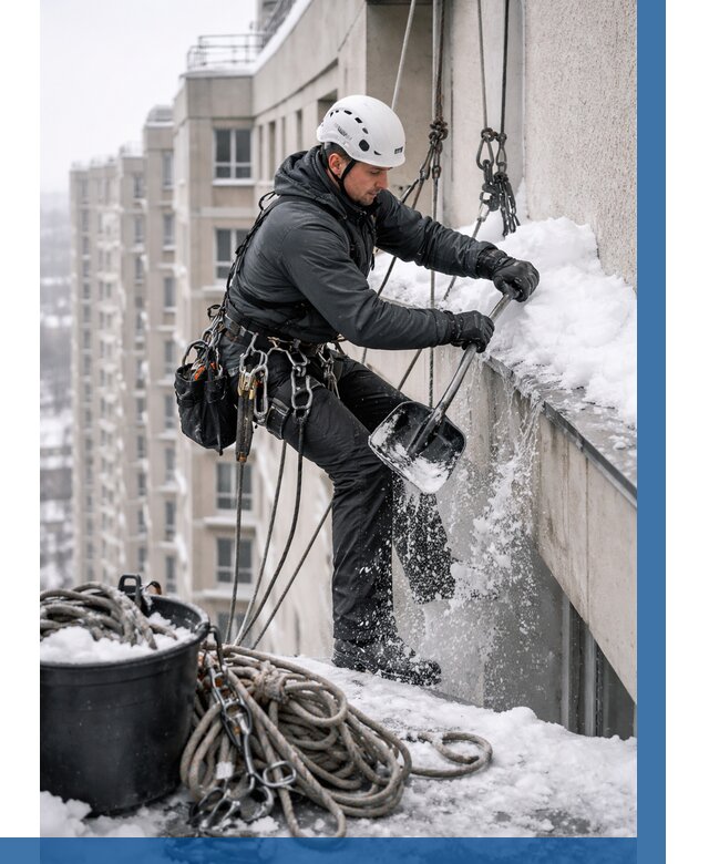 Очистка карнизов от снега в Красном Сулине от 306 р. | ВЫСОТНИК-Крл