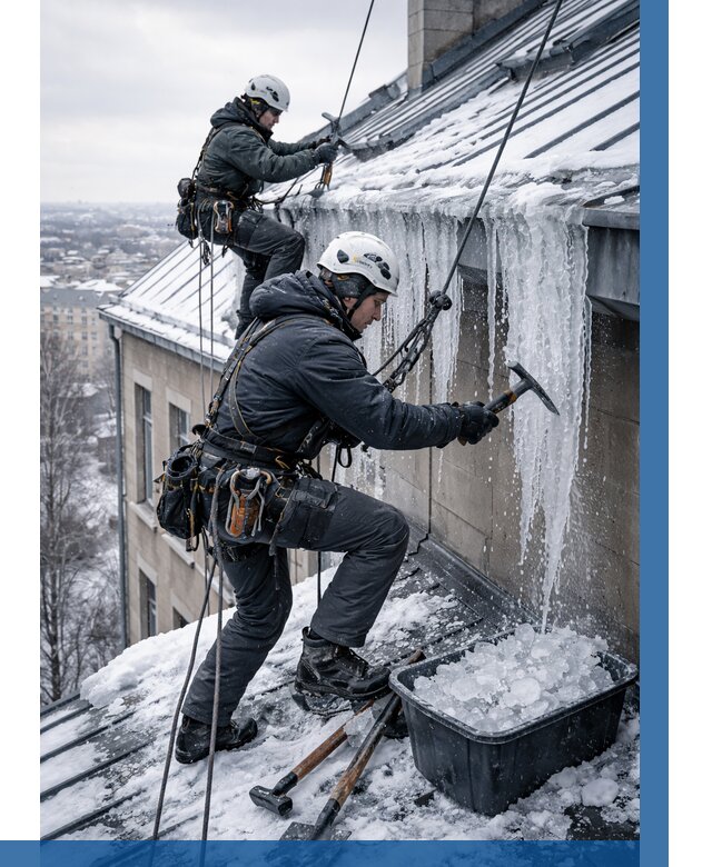 Удаление наледи с кровли в Красном Сулине от 5613 р. | ВЫСОТНИК-Крл