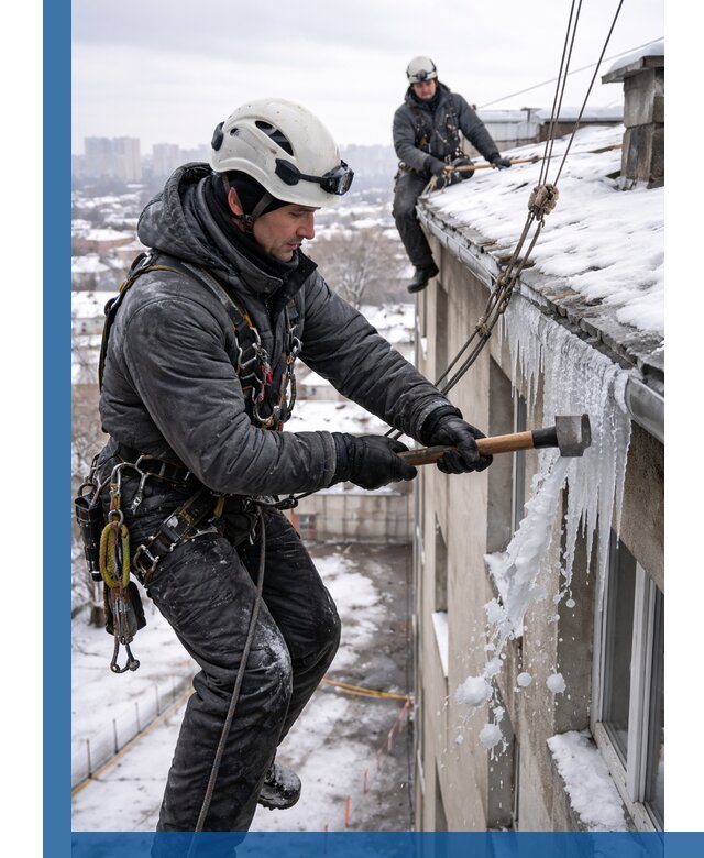 Сбивание и удаление сосулек с крыши в Красном Сулине безопасно
