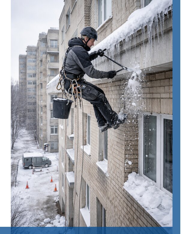 Удаление наледи с карнизов в Красном Сулине от 357 р. | ВЫСОТНИК-Крл