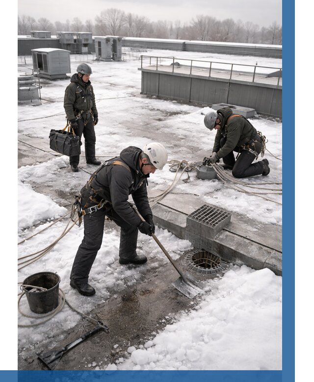 Абонентское обслуживание кровли зимой в Красном Сулине от 8165 р. | ВЫСОТНИК-Крл