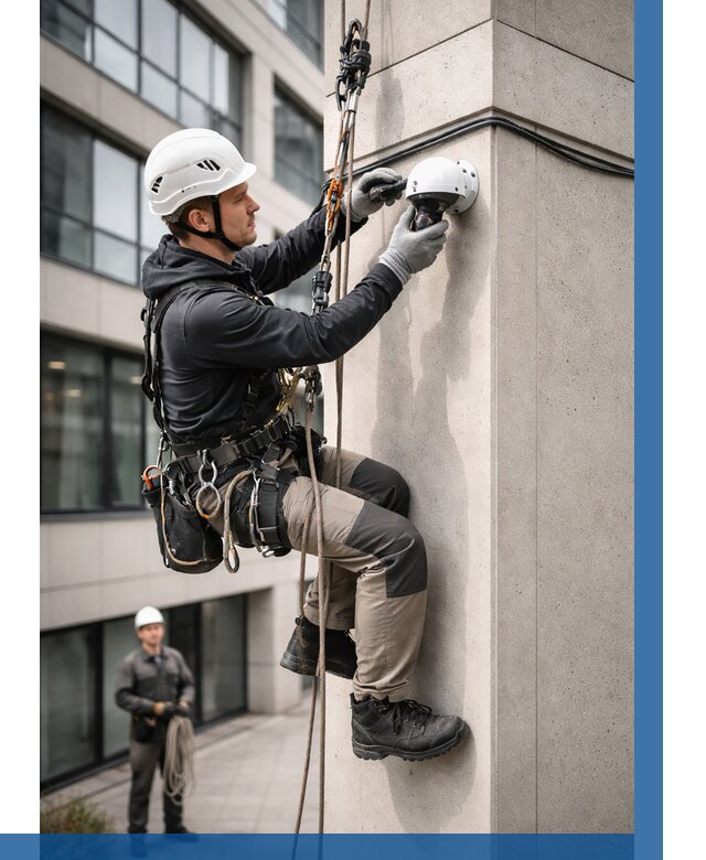 Монтаж камер видеонаблюдения на фасаде в Красном Сулине от 8675 р.-ВЫСОТНИК-Крл