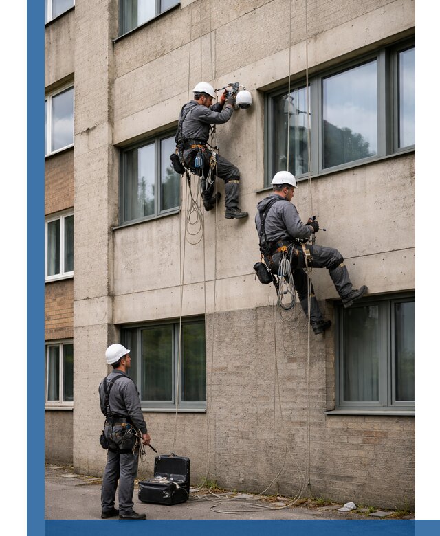 Монтаж фасадных камер видеонаблюдения в Красном Сулине под ключ