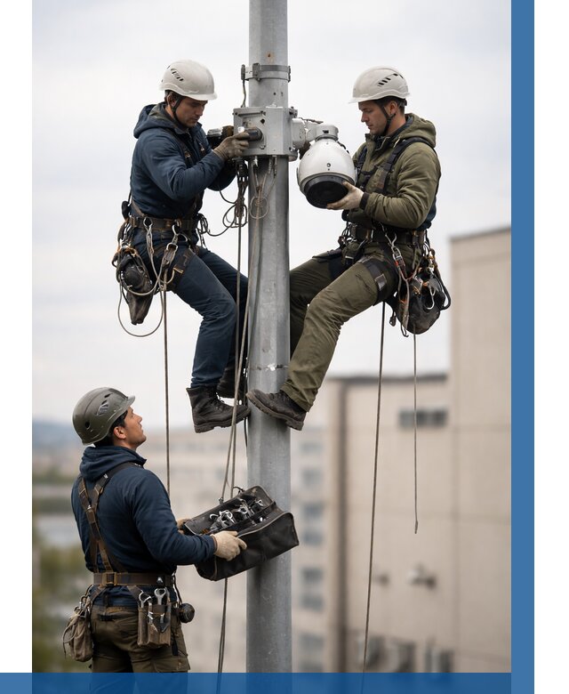 Установка видеокамер на мачте в Красном Сулине от 8675 р. | ВЫСОТНИК-Крл