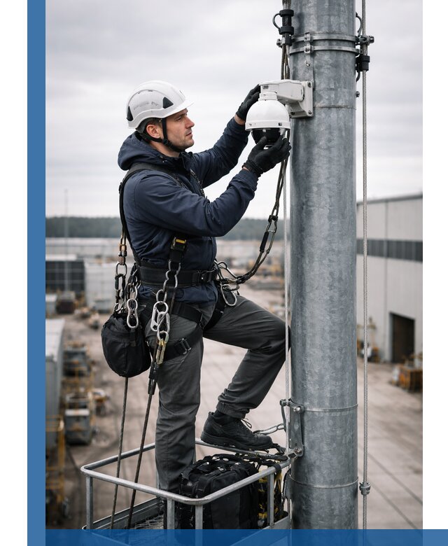 Профессиональная установка видеокамер на мачте в Красном Сулине