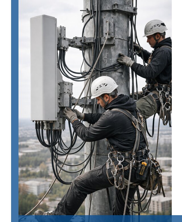 Монтаж оборудования связи на мачте в Красном Сулине с пусконаладкой