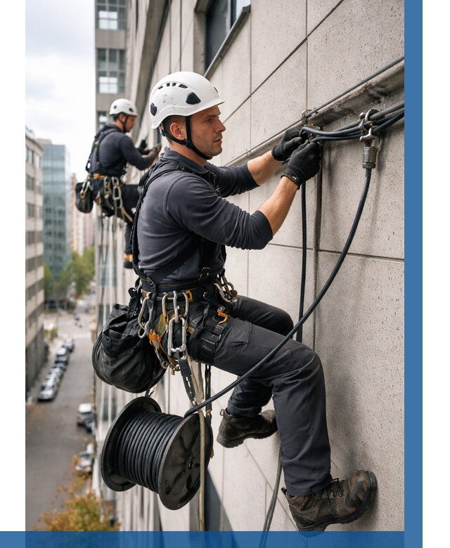 Прокладка кабеля по фасаду в Красном Сулине от 357 р. | ВЫСОТНИК-Крл