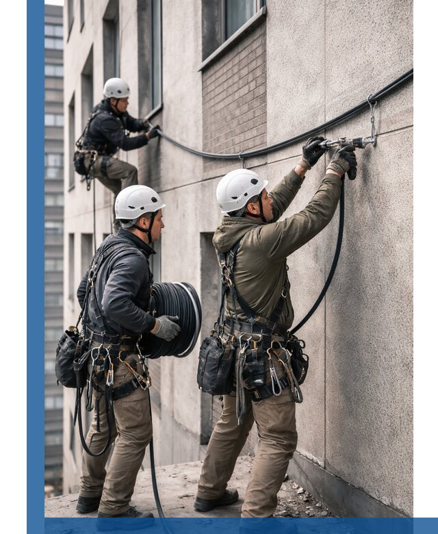 Прокладка кабеля по фасаду в Красном Сулине, профессиональный монтаж