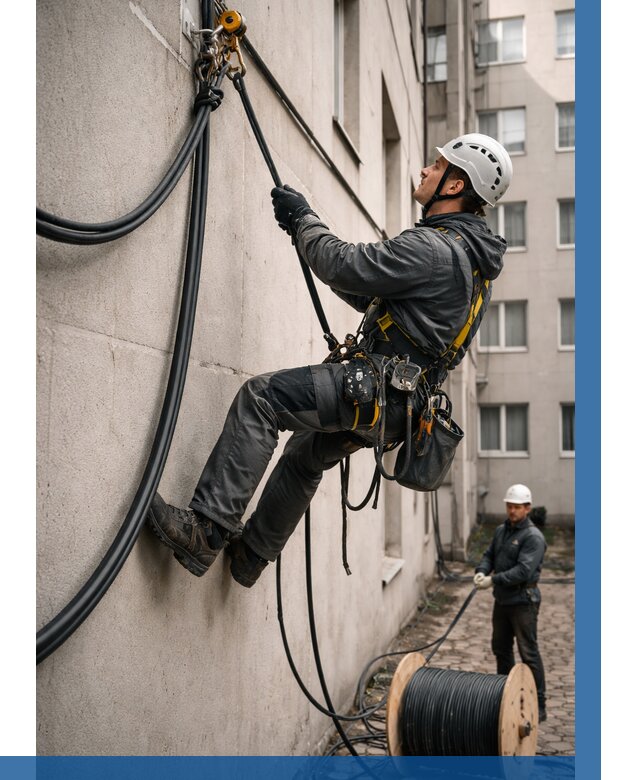 Протяжка кабеля питания на высоте в Красном Сулине от 459 р. | ВЫСОТНИК-Крл