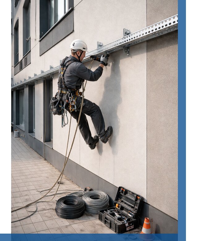 Монтаж кабельных лотков на фасаде в Красном Сулине от 1225 р. | ВЫСОТНИК-Крл