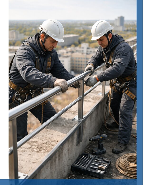 Монтаж перил на высоте в Красном Сулине от 2552 р. | ВЫСОТНИК-Крл