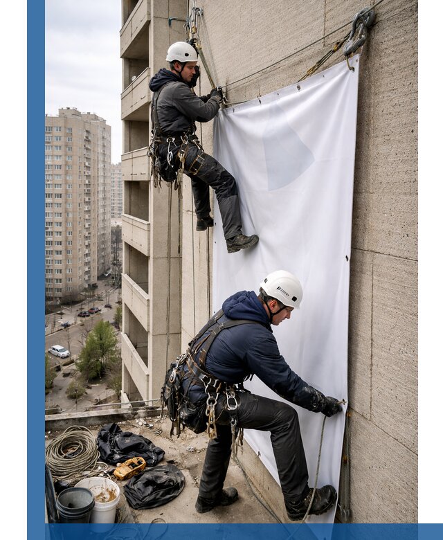 Профессиональный монтаж баннеров на фасаде в Красном Сулине