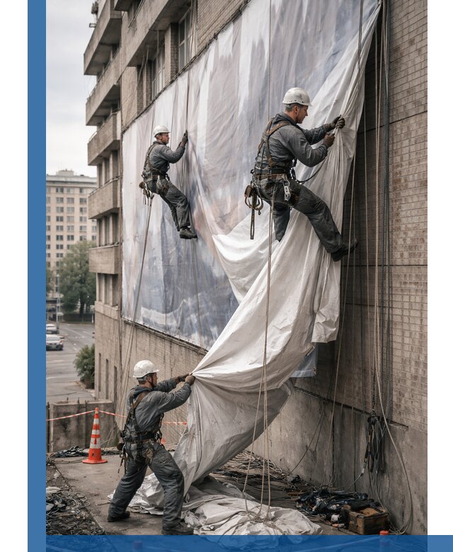 Демонтаж баннеров с фасада в Красном Сулине оперативно и безопасно