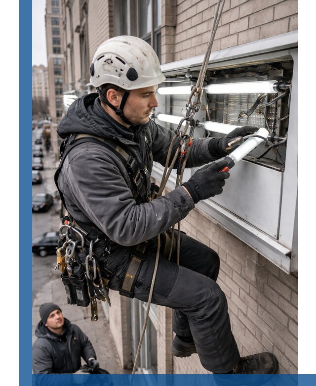 Профессиональная замена ламп в наружной вывеске в Красном Сулине