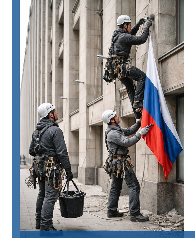 Профессиональная установка флагов на фасаде в Красном Сулине