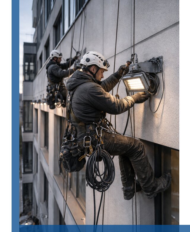 Монтаж фасадного освещения в Красном Сулине установка и подключение