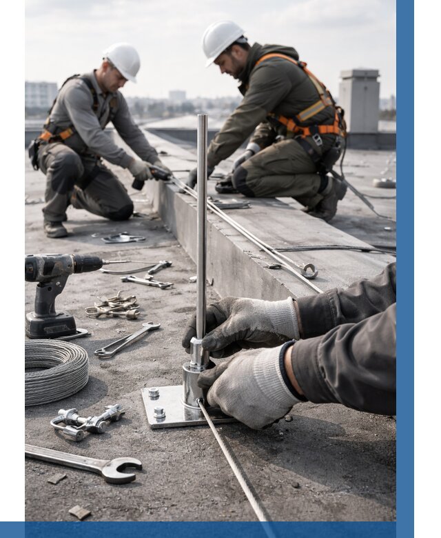 Монтаж молниезащиты на кровле в Красном Сулине цена от 25515 р. | ВЫСОТНИК-Крл