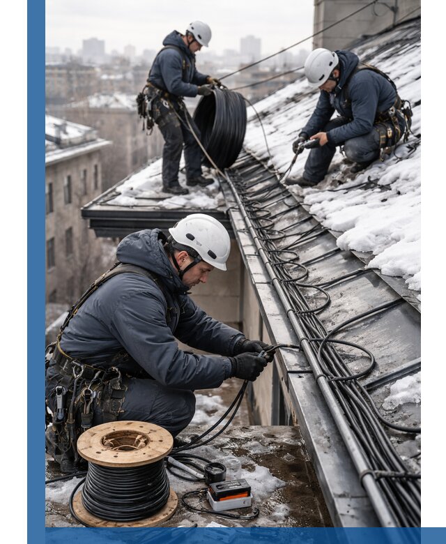 Монтаж греющего кабеля на кровле в Красном Сулине под ключ