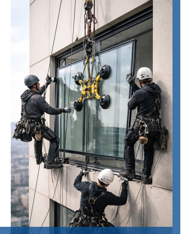 Монтаж стеклопакетов на высоте в Красном Сулине от 3266 р. | ВЫСОТНИК-Крл