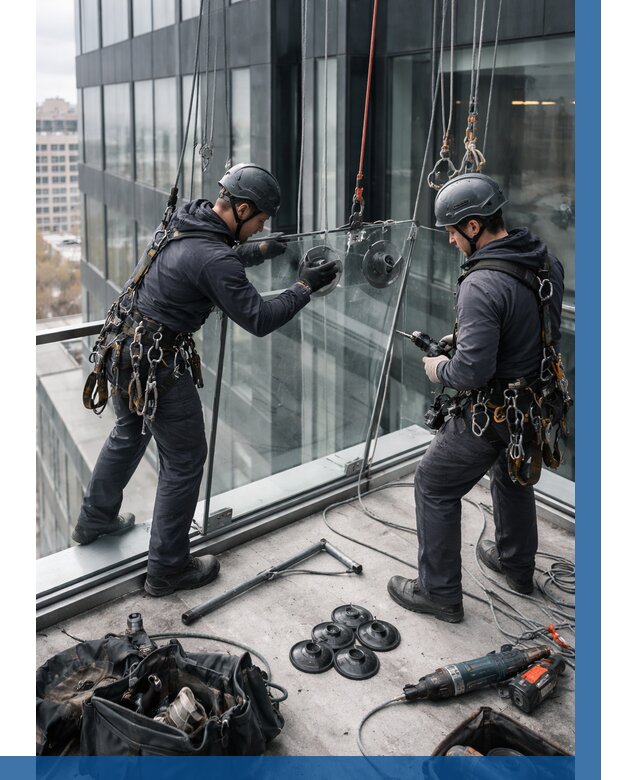 Монтаж стеклянных ограждений в Красном Сулине от 2552 р. | ВЫСОТНИК-Крл