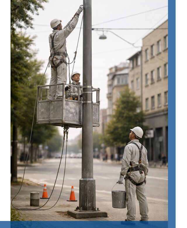 Покраска опор освещения в Красном Сулине от 5103 р. | ВЫСОТНИК-Крл